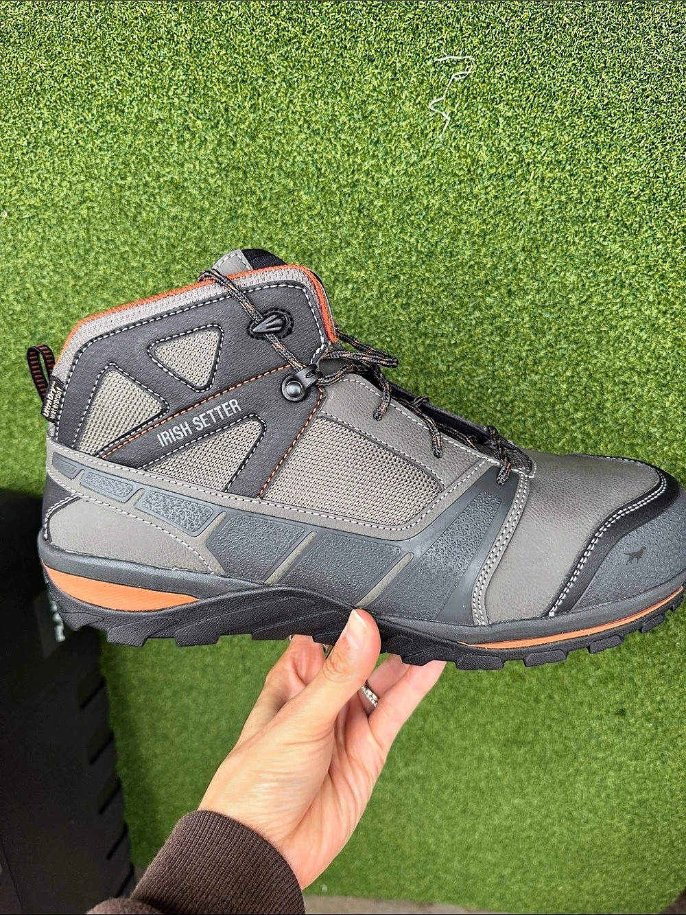 Irish Setter Rockford Safety Toe Work Hiker Boots Gray & Orange US 13 D